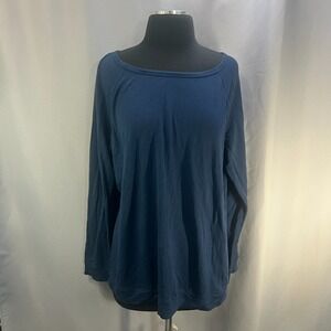 Avia Long Sleeve Yoga Top Womens Extra Large Blue Webbed Back French Terry Lined
